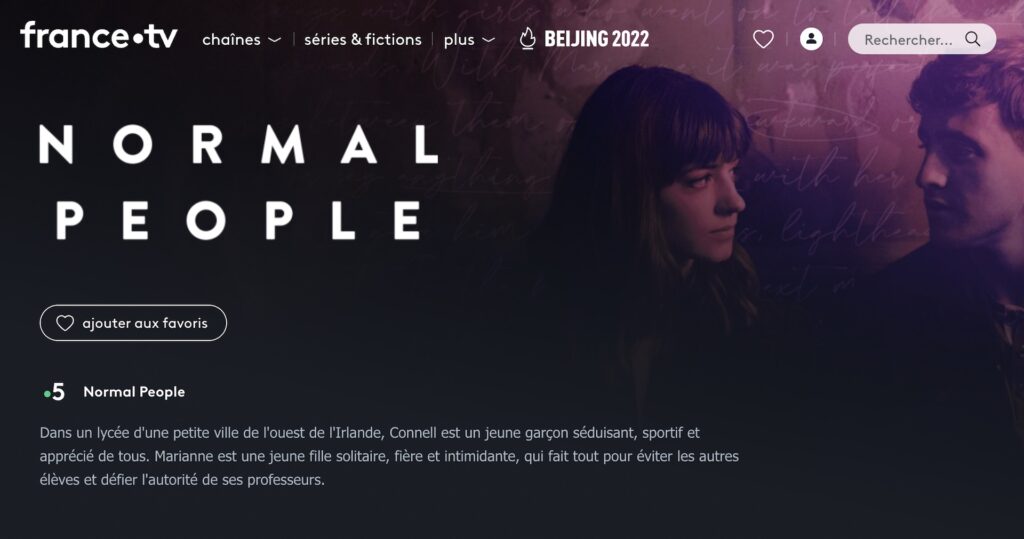Normal People sur France TV // Source : France TV Normal People sur France TV // Source : France TV