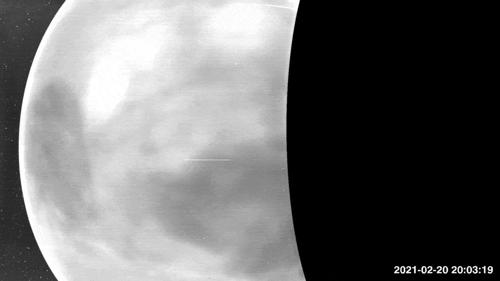 Images du côté nocturne de Vénus, lors du 4e survol par la sonde Parker. // Source : NASA/APL/NRL Images du côté nocturne de Vénus, lors du 4e survol par la sonde Parker. // Source : NASA/APL/NRL