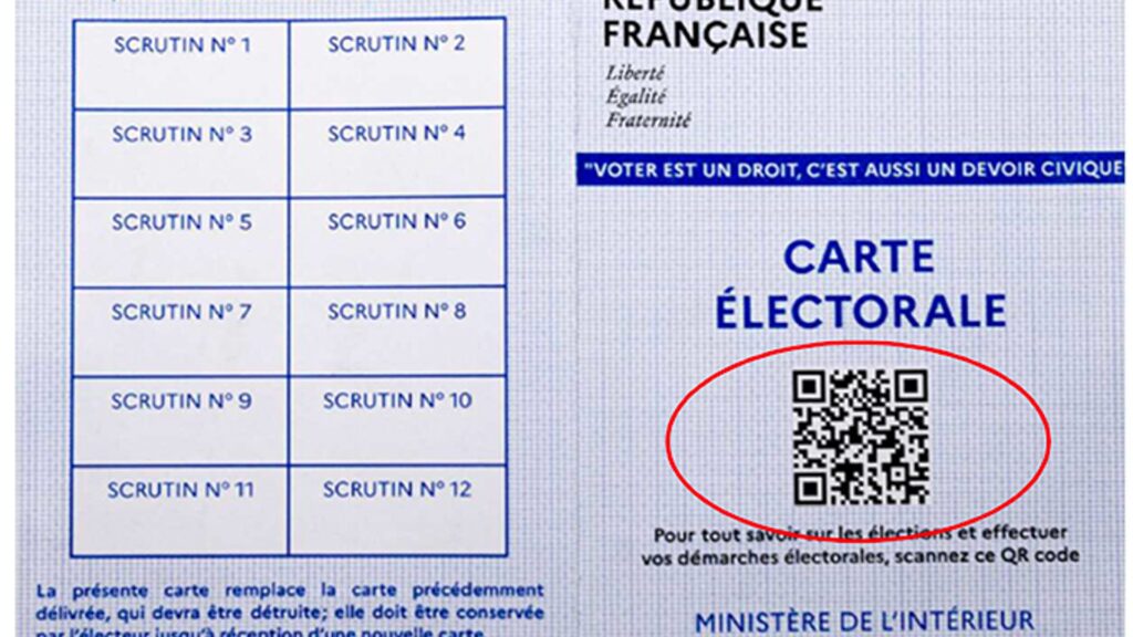 La carte électorale 2022 contient un QR code qui renvoie vers un site officiel. // Source : Ministère de l'intérieur La carte électorale 2022 contient un QR code qui renvoie vers un site officiel. // Source : Ministère de l'intérieur