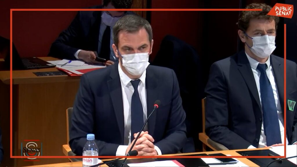 Olivier Véran lors de son audition au Sénat le 22 février 2022. // Source : Public Sénat Olivier Véran lors de son audition au Sénat le 22 février 2022. // Source : Public Sénat