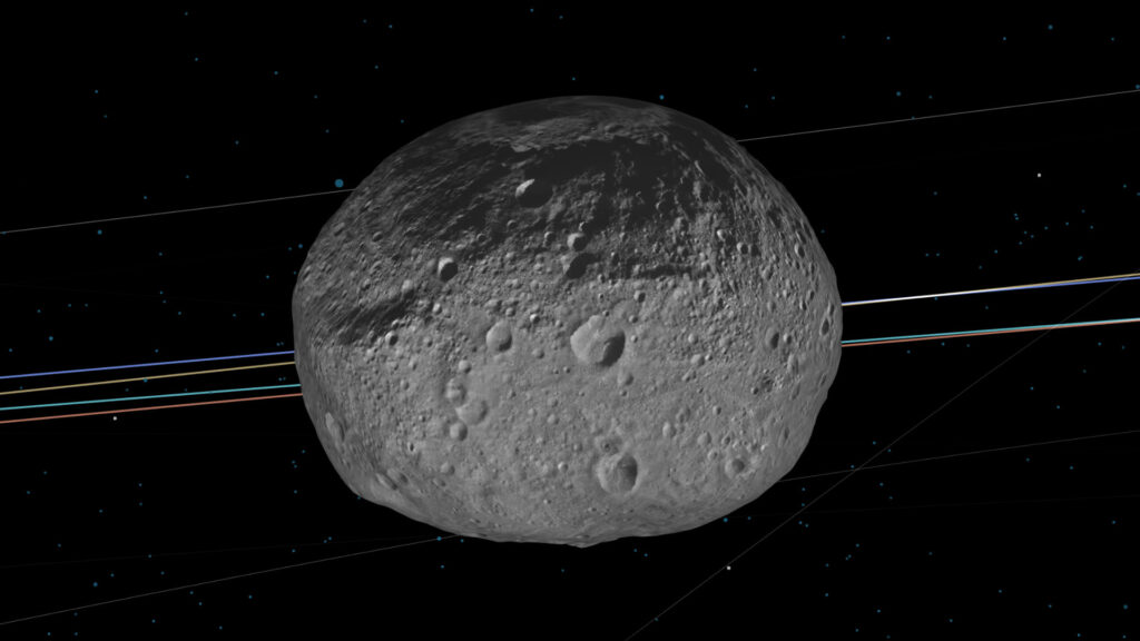 Vesta, un astéroïde surveillé par la Nasa. // Source : Capture d'écran Eyes on Asteroids Vesta, un astéroïde surveillé par la Nasa. // Source : Capture d'écran Eyes on Asteroids