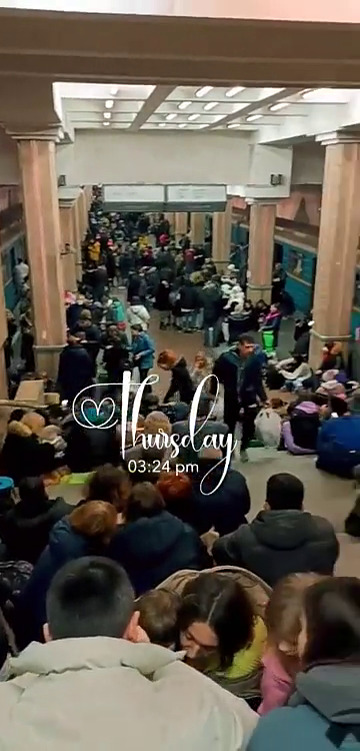 Kharkiv le 24 février. Des civils s'abritent dans les stations de métro. // Source : Cyberguerre - SnapMap