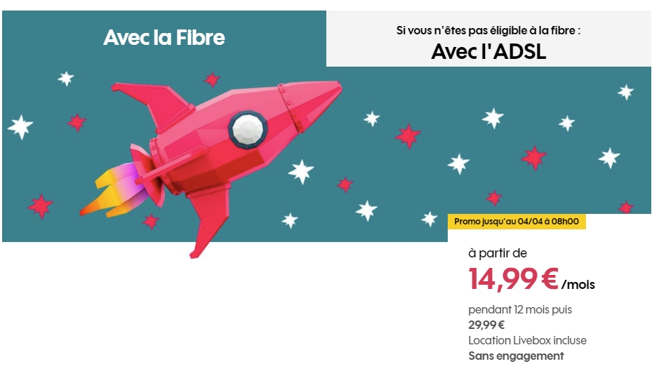 La promo Sosh sur la fibre et l'ADSL // Source : Sosh La promo Sosh sur la fibre et l'ADSL // Source : Sosh