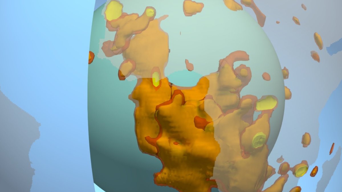 Vue en 3D des blobs. // Source : Mingming Li/ASU Vue en 3D des blobs. // Source : Mingming Li/ASU