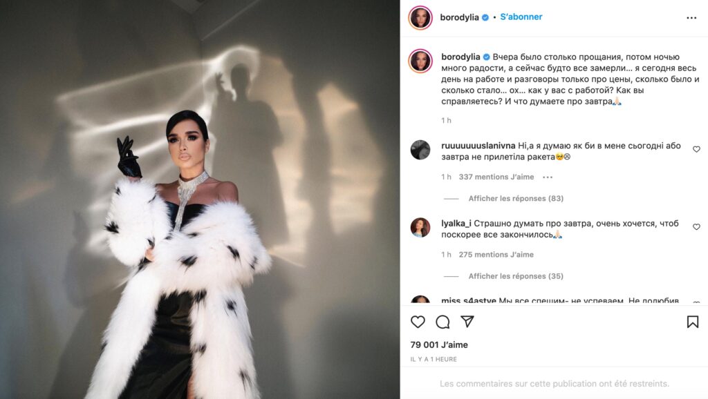 Le dernier post Instagram de la présentatrice russe Ksenia Borodina // Source : Capture d'écran Numerama Le dernier post Instagram de la présentatrice russe Ksenia Borodina // Source : Capture d'écran Numerama