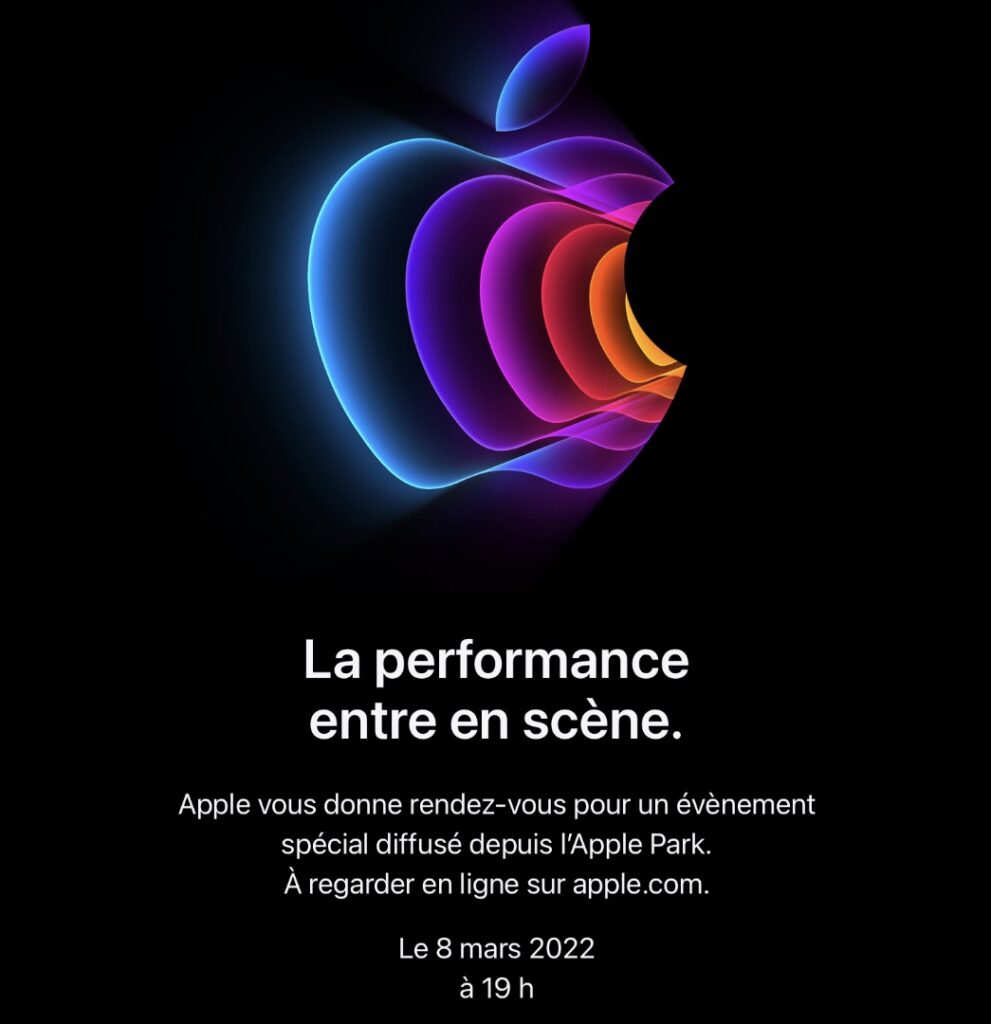 Le carton d'invitation de la keynote du 8 mars. // Source : Capture d'écran Numerama / Mail Apple Le carton d'invitation de la keynote du 8 mars. // Source : Capture d'écran Numerama / Mail Apple