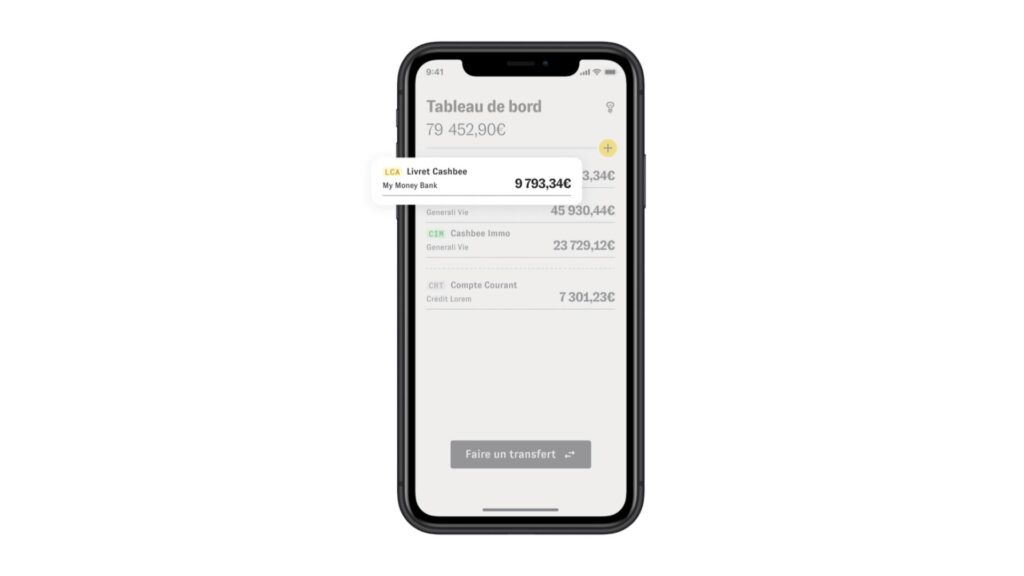 L'application Cashbee peut aussi agréger tous vos comptes bancaires // Source : Cashbee L'application Cashbee peut aussi agréger tous vos comptes bancaires // Source : Cashbee