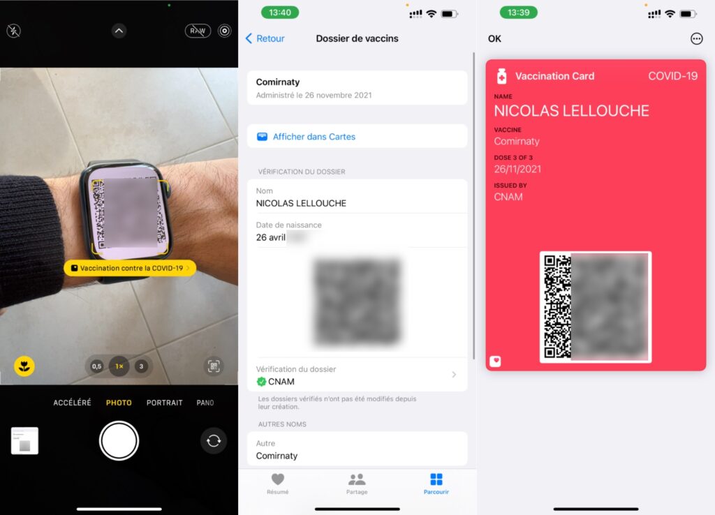 iOS 15.4 permet d'ajouter son pass vaccinal. // Source : Numerama iOS 15.4 permet d'ajouter son pass vaccinal. // Source : Numerama