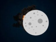 Impact du débris sur la Lune, illustration. // Source : Nino Barbey pour Numerama Impact du débris sur la Lune, illustration. // Source : Nino Barbey pour Numerama