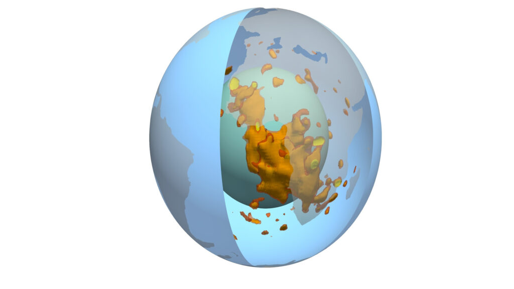 Vue 3D des blobs dans le manteau Vue 3D des blobs dans le manteau