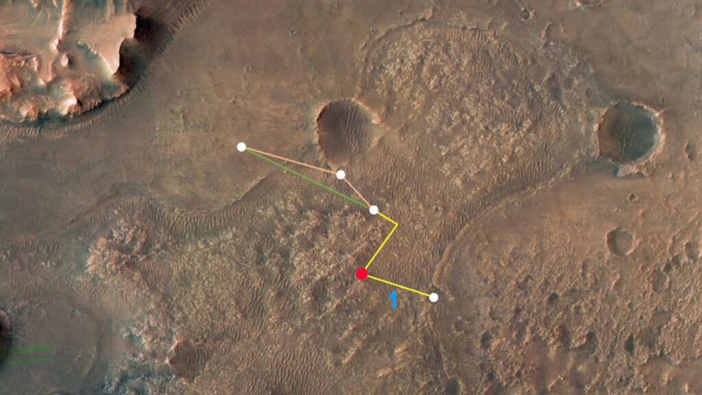 Le trajet vers le cratère Jezero ne sera pas une partie de plaisir. // Source : NASA/JPL-Caltech/University of Arizona/USGS Le trajet vers le cratère Jezero ne sera pas une partie de plaisir. // Source : NASA/JPL-Caltech/University of Arizona/USGS