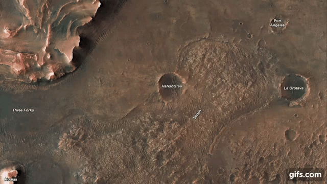 Trajet du rover Perseverance jusqu'au delta. // Source : YouTube JPLraw Trajet du rover Perseverance jusqu'au delta. // Source : YouTube JPLraw