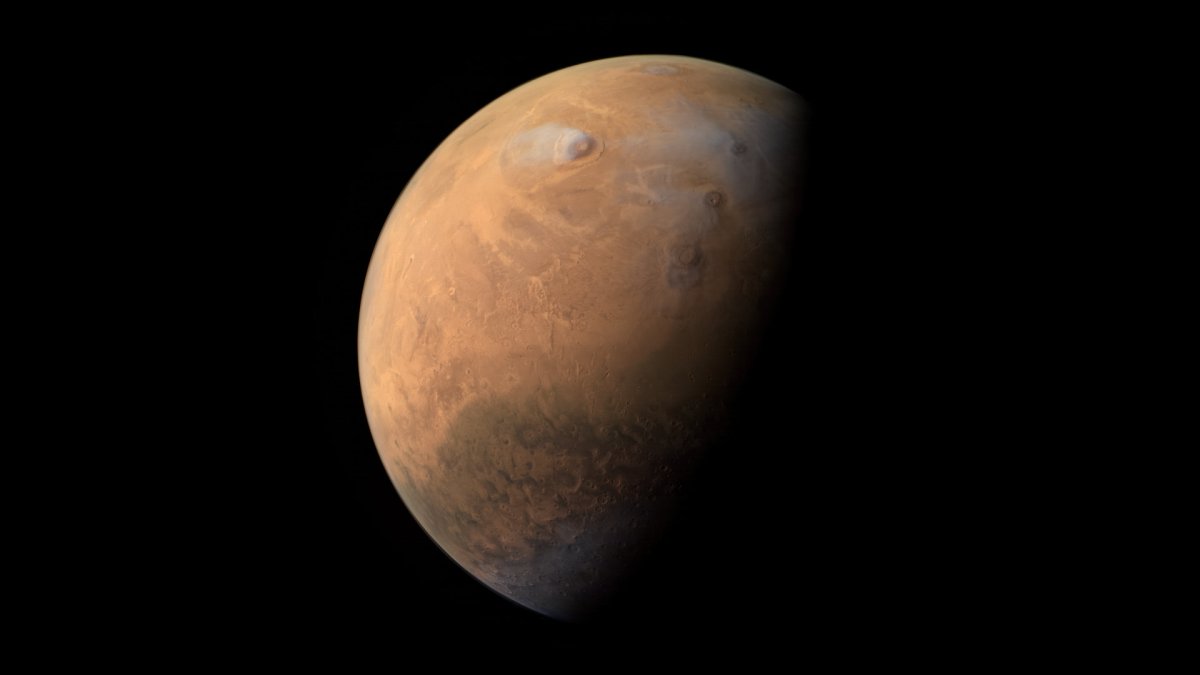 Mars en août 2021. // Source : CU/LASP EMM/EXI ITF/Kevin M. Gill (image recadrée) Mars en août 2021. // Source : CU/LASP EMM/EXI ITF/Kevin M. Gill (image recadrée)