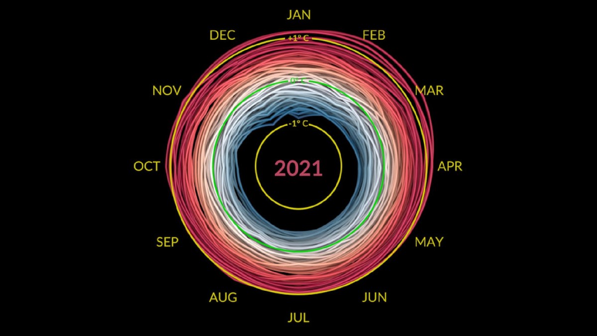 Modélisation du réchauffement de la planète. // Source : Ed Hawkins Modélisation du réchauffement de la planète. // Source : Ed Hawkins