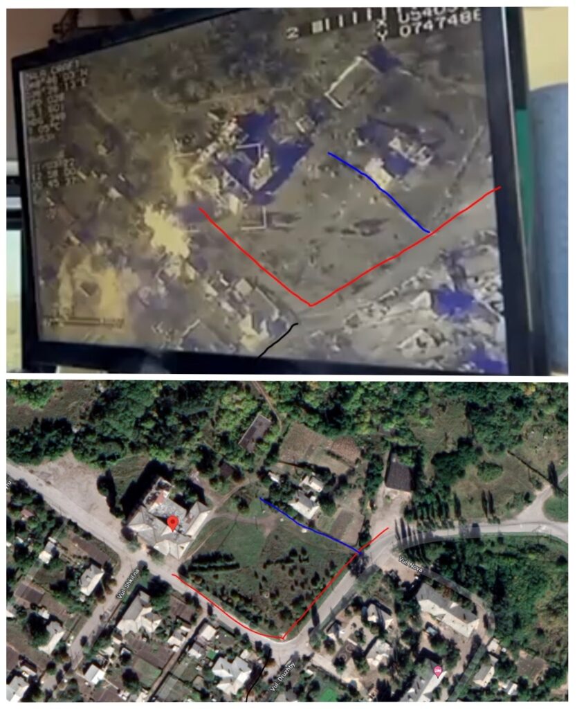 Un membre du Projet fox est parvenu à déterminer l'emplacement précis de la cible affichée sur l'écran du drone militaire. Il se trouve dans la banlieue de Lougansk, contrôlée par les forces armées russes depuis 2014. // Source : BB Un membre du Projet fox est parvenu à déterminer l'emplacement précis de la cible affichée sur l'écran du drone militaire. Il se trouve dans la banlieue de Lougansk, contrôlée par les forces armées russes depuis 2014. // Source : BB