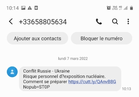 Le sms reçu. // Source : Capture d'écran Numerama Le sms reçu. // Source : Capture d'écran Numerama
