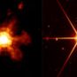 Spitzer à gauche, JWST à droite. // Source : Via Twitter @fox_ori (image recadrée) Spitzer à gauche, JWST à droite. // Source : Via Twitter @fox_ori (image recadrée)