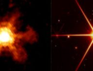 Spitzer à gauche, JWST à droite. // Source : Via Twitter @fox_ori (image recadrée) Spitzer à gauche, JWST à droite. // Source : Via Twitter @fox_ori (image recadrée)