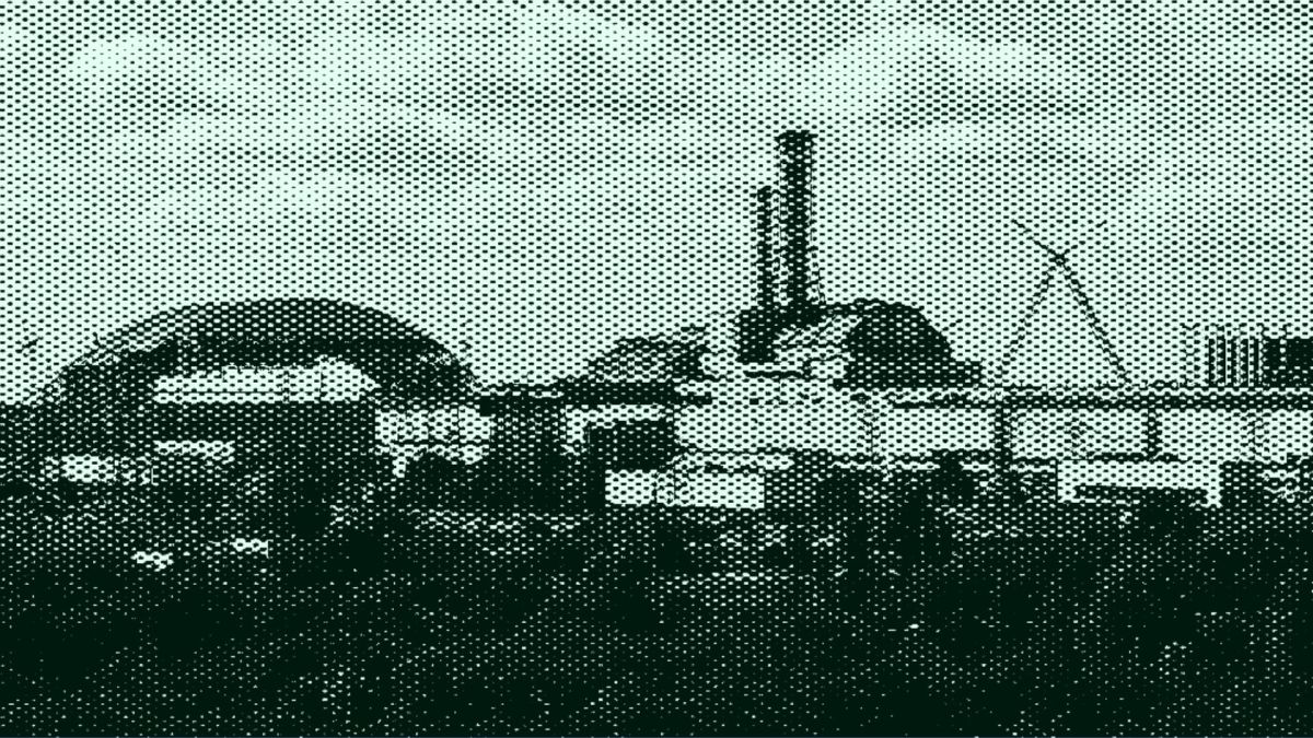Centrale de Tchernobyl avec l'arche terminée en 2017. // Source : Montage Numerama Centrale de Tchernobyl avec l'arche terminée en 2017. // Source : Montage Numerama