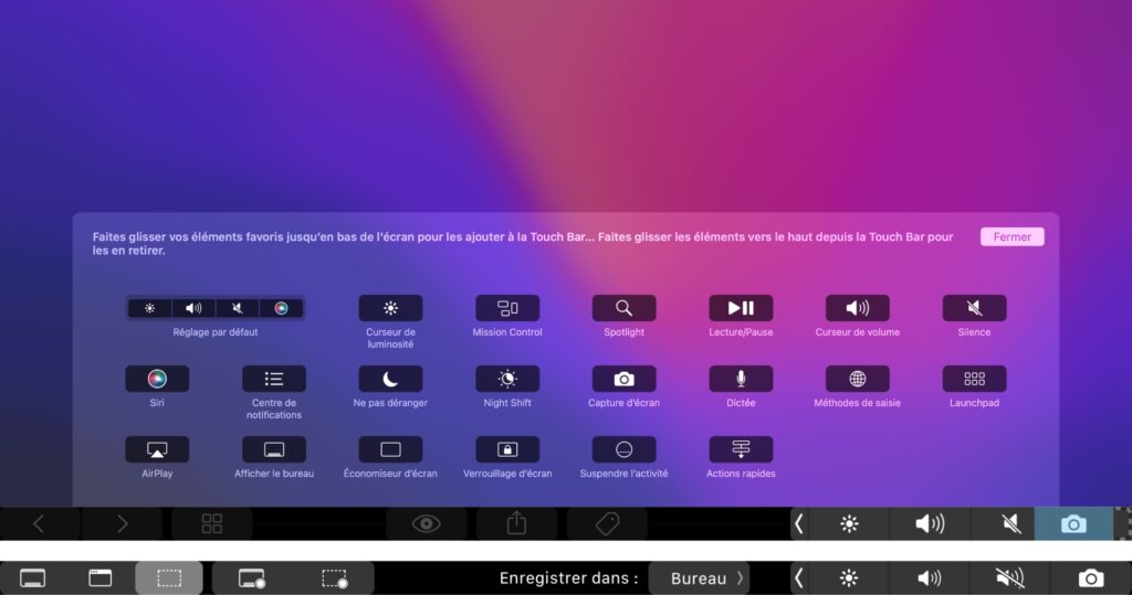 La Touch Bar peut devenir un formidable outil pour les captures d'écran. // Source : Captures Numerama La Touch Bar peut devenir un formidable outil pour les captures d'écran. // Source : Captures Numerama