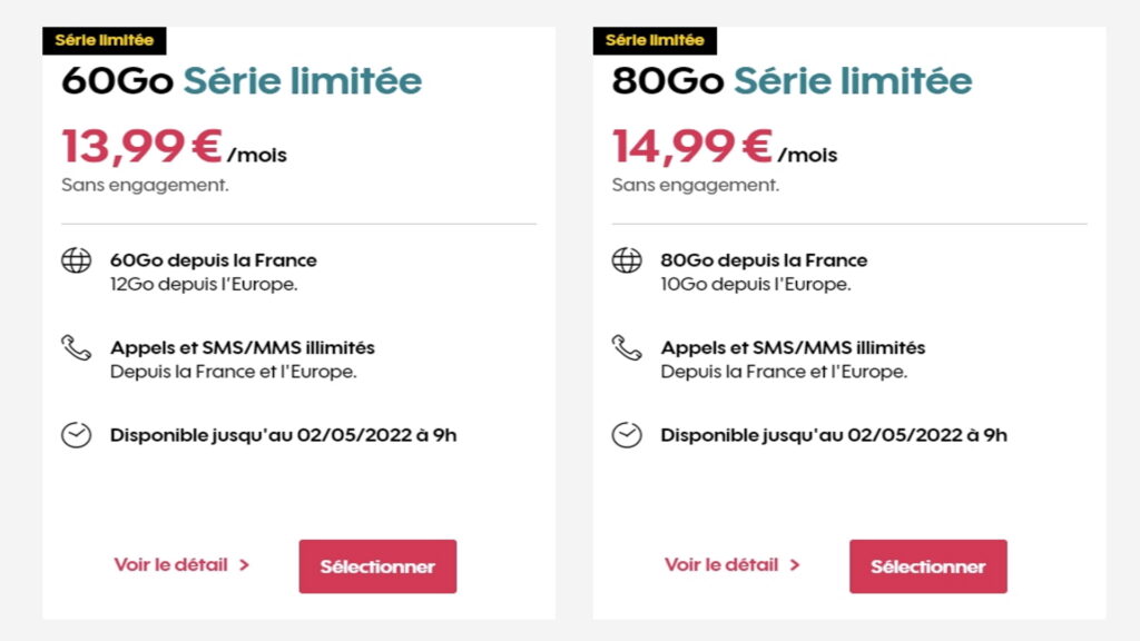 Les nouveaux forfaits Sosh limités // Source : Sosh Les nouveaux forfaits Sosh limités // Source : Sosh