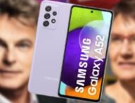 Le Samsung Galaxy A52 devant Nathalie Arthaud et  Fabien Roussel // Source : Numerama
