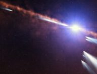 Exocomètes autour de beta Pictoris, vue d'artiste. // Source : ESO/L. Calçada (image recadrée) Exocomètes autour de beta Pictoris, vue d'artiste. // Source : ESO/L. Calçada (image recadrée)