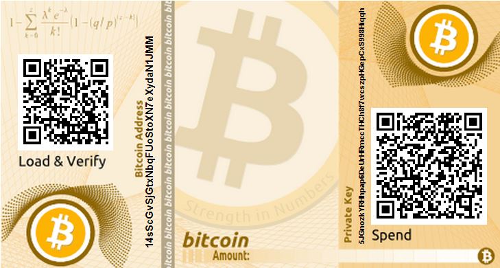 Un paper wallet peut se présenter sous cette forme. // Source : Wikimedia Commons Un paper wallet peut se présenter sous cette forme. // Source : Wikimedia Commons