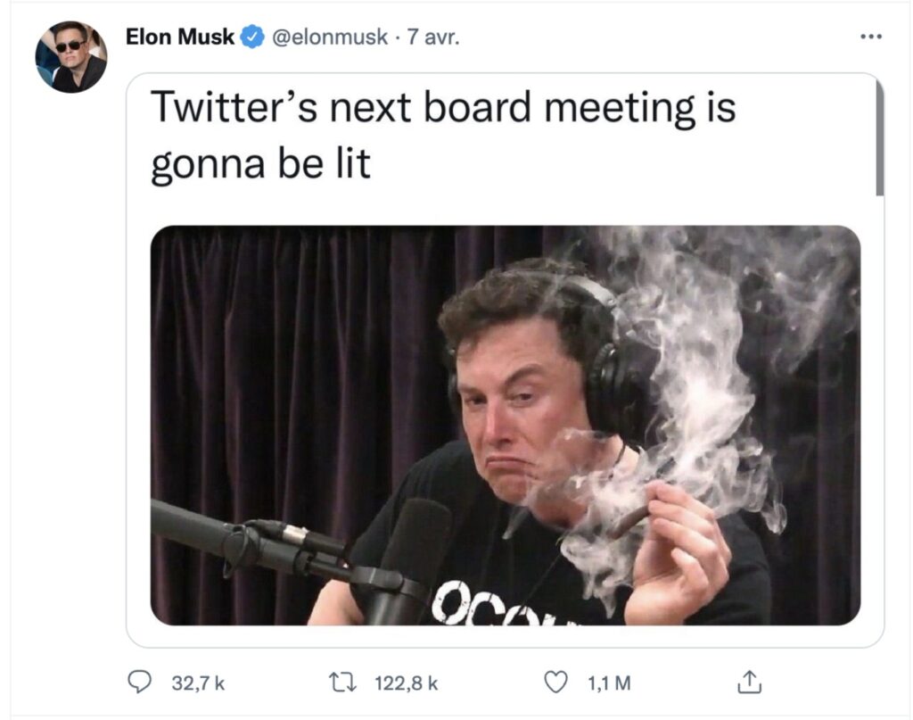 Le tweet prémonitoire d'Elon Musk, publié le 7 avril. // Source : Twitter / Elon Musk Le tweet prémonitoire d'Elon Musk, publié le 7 avril. // Source : Twitter / Elon Musk