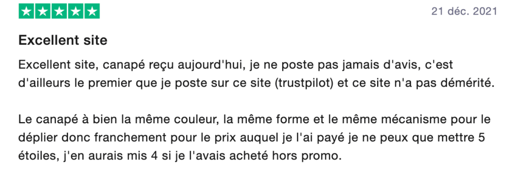 L'un des faux avis sur la page Trustpilot de Vehrnex // Source : Capture d'écran Numerama L'un des faux avis sur la page Trustpilot de Vehrnex // Source : Capture d'écran Numerama