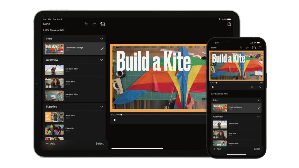 Toutes les sections à gauche doivent être remplies par une vidéo correspondant à la description. // Source : Apple Toutes les sections à gauche doivent être remplies par une vidéo correspondant à la description. // Source : Apple