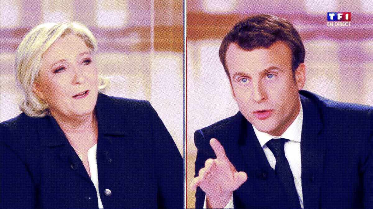 Le débat de l'entre deux tours en 2017, entre Emmanuel Macron et Marine Le Pen // Source : LCI / YouTube Le débat de l'entre deux tours en 2017, entre Emmanuel Macron et Marine Le Pen // Source : LCI / YouTube