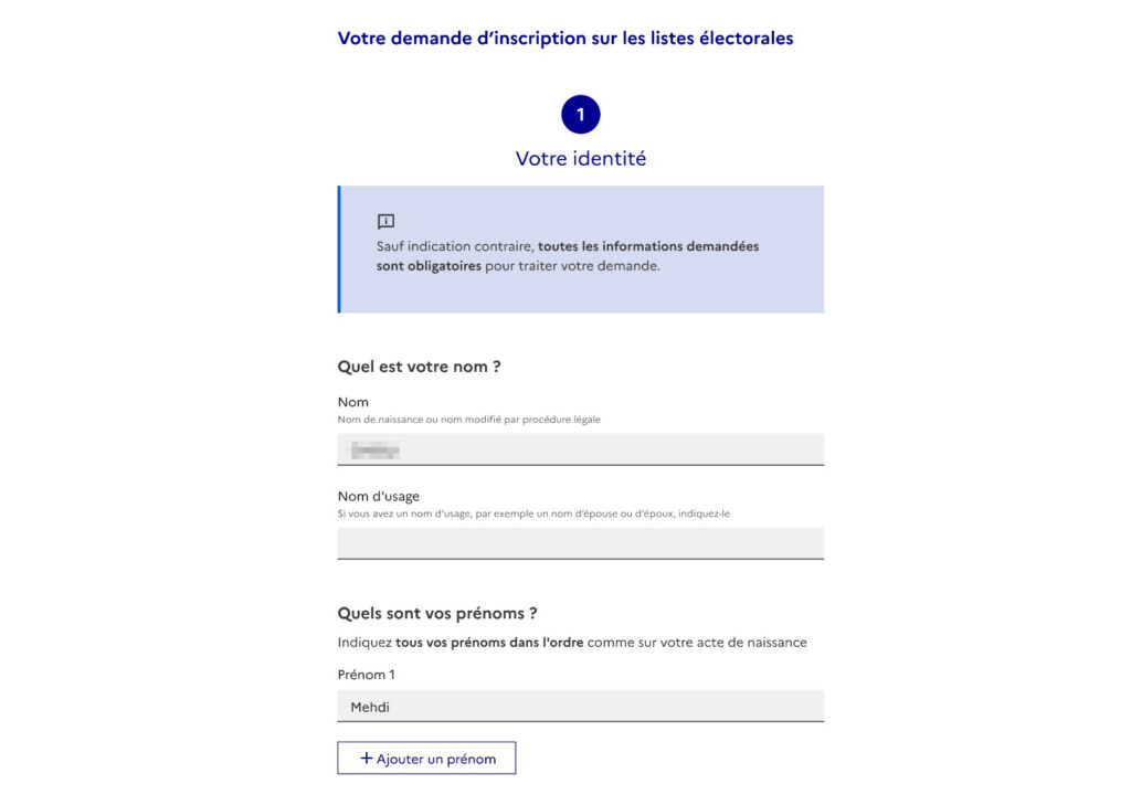 Rien de plus simple que ce formulaire basique sur votre identité. // Source : Captures Numerama Rien de plus simple que ce formulaire basique sur votre identité. // Source : Captures Numerama
