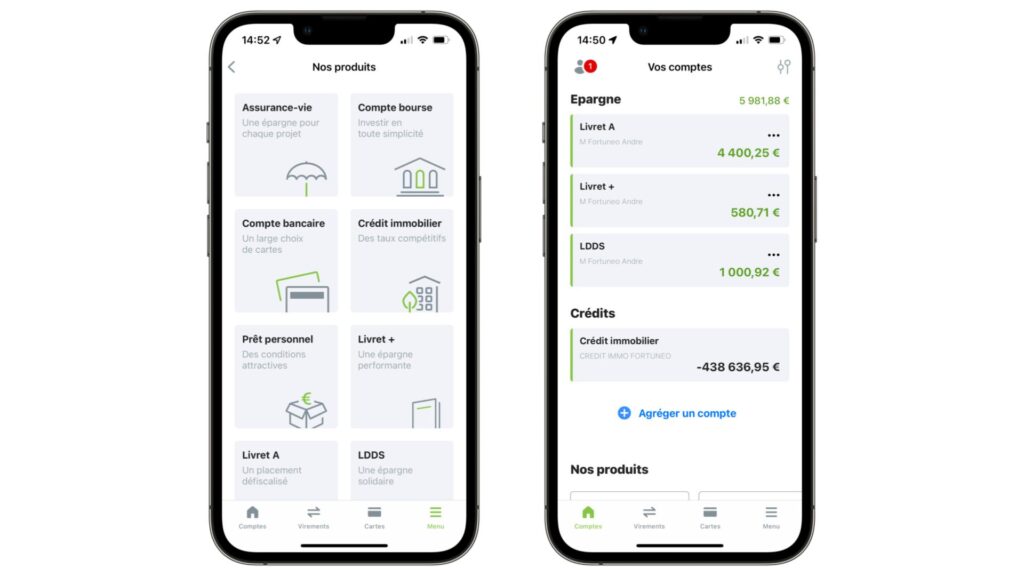 Vous pouvez ouvrir et consulter vos livrets depuis l'application Fortuneo // Source : Fortuneo