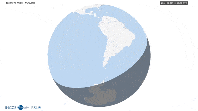 Déroulement de l'éclipse du 30 avril 2022. // Source : IMCCE Déroulement de l'éclipse du 30 avril 2022. // Source : IMCCE