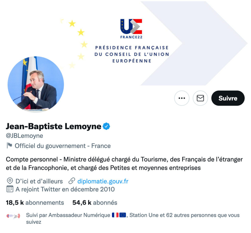 Il s'agirait du compte personnel de Jean-Baptiste Lemoyne // Source : Capture d'écran Numerama Il s'agirait du compte personnel de Jean-Baptiste Lemoyne // Source : Capture d'écran Numerama