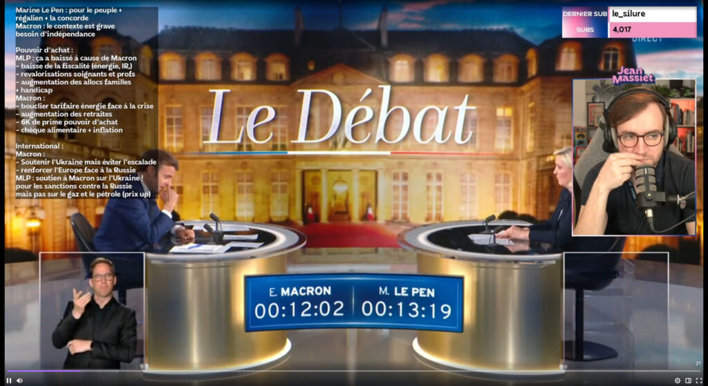 Jean Massiet débat présidentielle Twitch Jean Massiet débat présidentielle Twitch