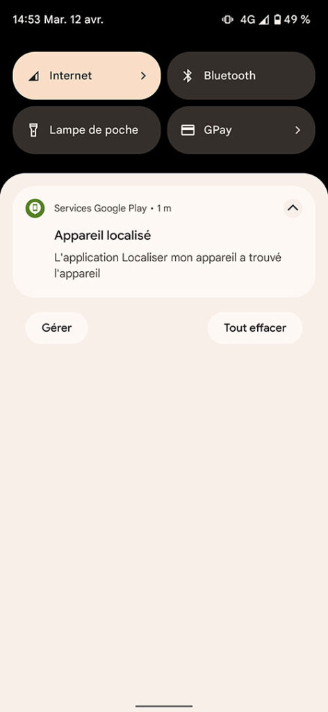 notification localiser smartphone Android notification localiser smartphone Android