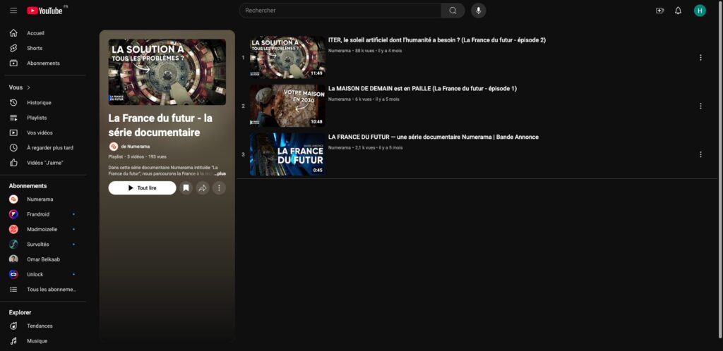 Une page de playlist sur YouTube // Source : Numerama Une page de playlist sur YouTube // Source : Numerama