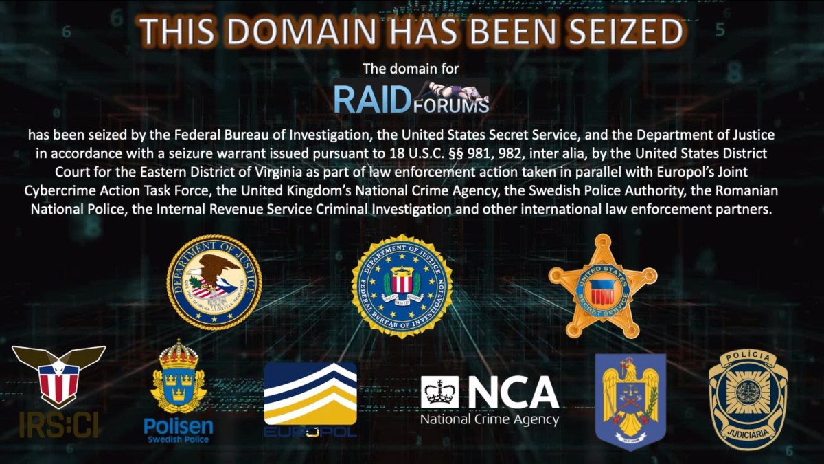 Un nouveau message s’affiche désormais sur le site de RaidForums // Source : RaidForums Un nouveau message s’affiche désormais sur le site de RaidForums // Source : RaidForums