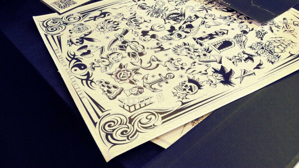Une planche de tatouage sur le stande d'Ethernaal // Source : Aurore Gayte pour Numerama Une planche de tatouage sur le stande d'Ethernaal // Source : Aurore Gayte pour Numerama