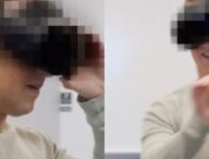 Mark Zuckerberg avec le casque Cambria sur la tête. // Source : Mark Zuckerberg Mark Zuckerberg avec le casque Cambria sur la tête. // Source : Mark Zuckerberg