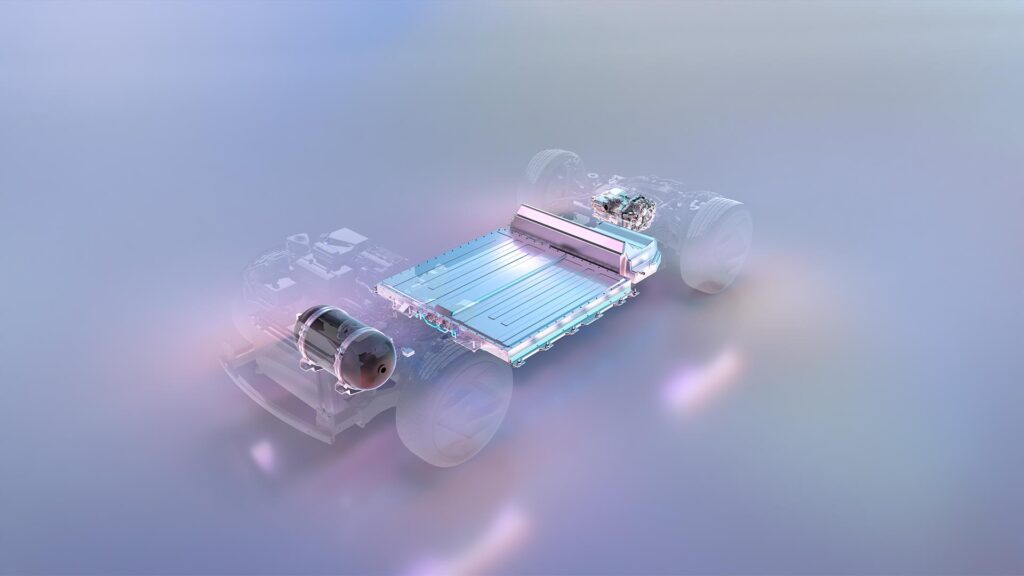 Plateforme électrique et hydrogène du Scénic Vision // Source : Renault Plateforme électrique et hydrogène du Scénic Vision // Source : Renault