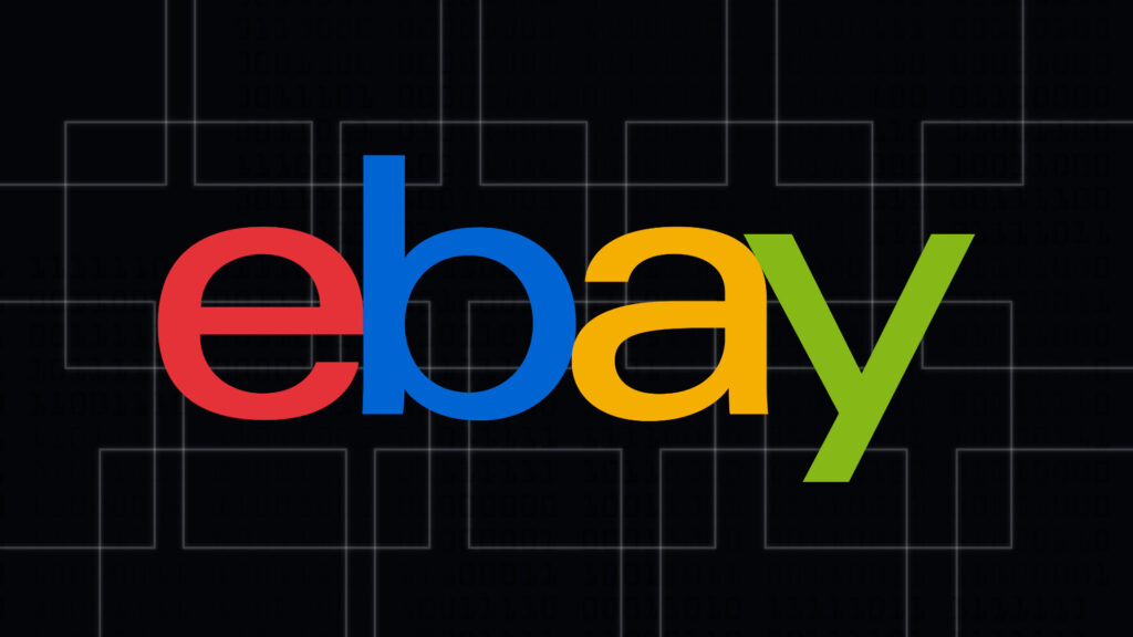 Logo eBay. // Source : Wikimedia/CC/Lippincott Studio/Adrian Frutiger (typeface)., montage Numerama Logo eBay. // Source : Wikimedia/CC/Lippincott Studio/Adrian Frutiger (typeface)., montage Numerama