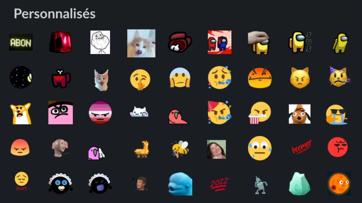 Emojis dans Slack. // Source : Capture d'écran Slack Emojis dans Slack. // Source : Capture d'écran Slack