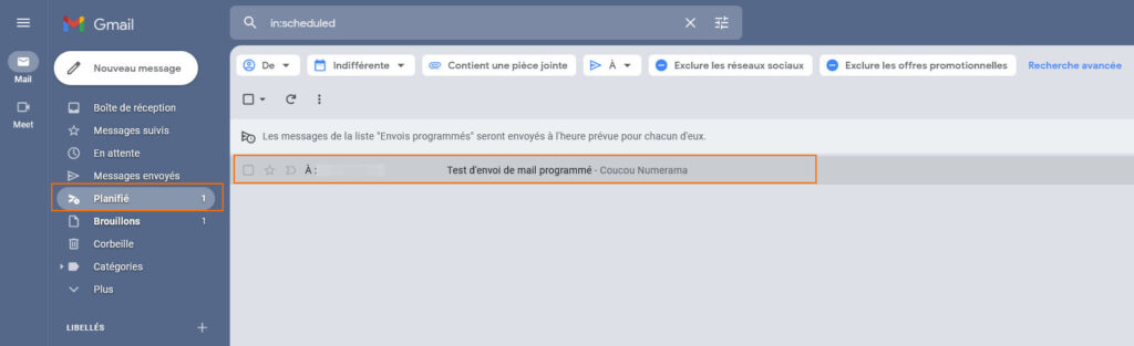 Envoi planifié Envoi planifié