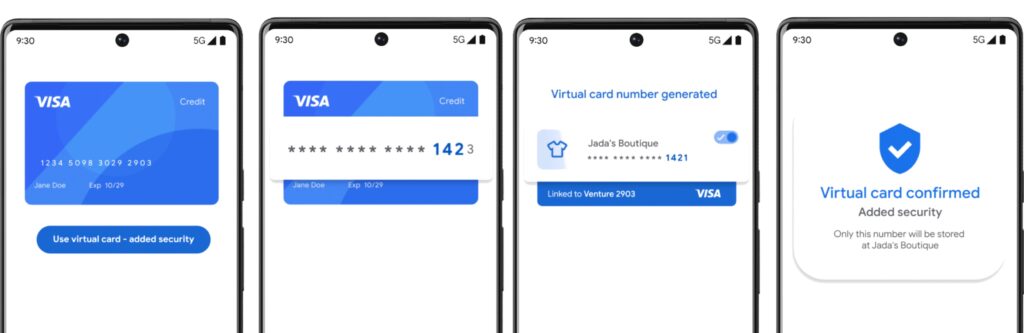 Virtual Cards affiche une animation lorsqu'il change vos coordonnées bancaires. // Source : Google Virtual Cards affiche une animation lorsqu'il change vos coordonnées bancaires. // Source : Google