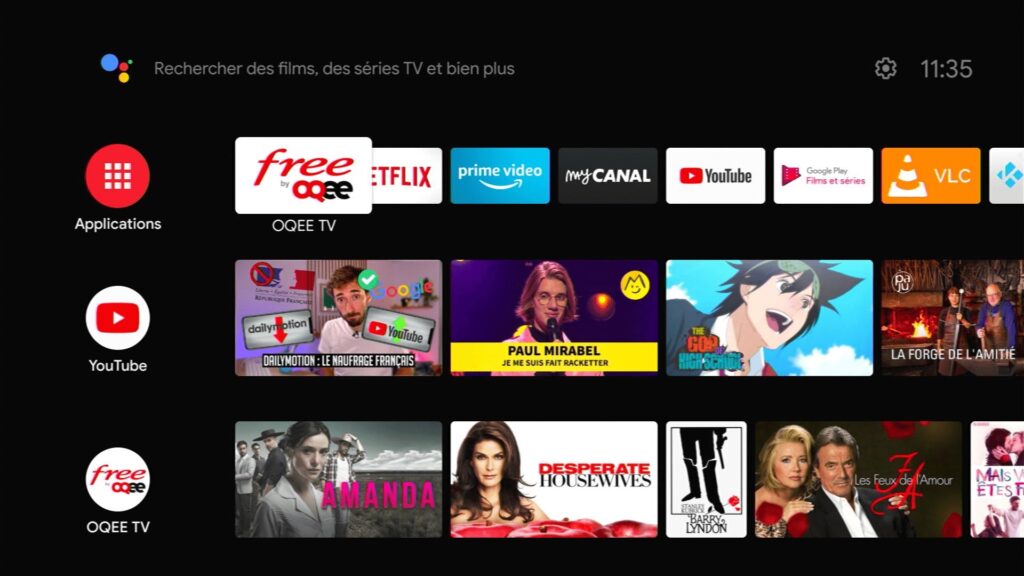 L'interface actuelle d'Android TV sur la Freebox Pop. // Source : Capture d'écran Frandroid
