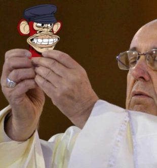 Le Pape avec un NFT de Bored Ape Yacht Club, parce que, pourquoi pas // Source : Numerama
