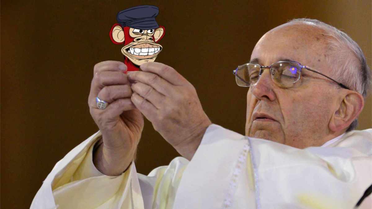 Le Pape avec un NFT de Bored Ape Yacht Club, parce que, pourquoi pas // Source : Numerama Le Pape avec un NFT de Bored Ape Yacht Club, parce que, pourquoi pas // Source : Numerama